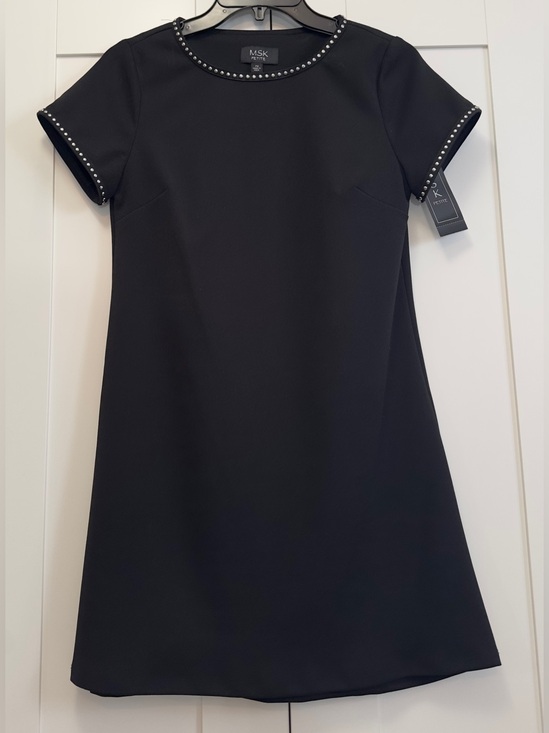 MSK Dresses & Skirts - MSK Black Mini A-Line Dress with Silver Stud Trim Sz Petite SM NEW!